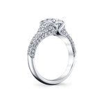 Shell Auranova Half Bezel Pave Engagement Ring with Shell Tip Silhouettes - Nyx