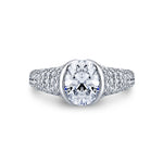 Shell Auranova Half Bezel Pave Engagement Ring with Shell Tip Silhouettes - Nyx