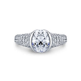Shell Auranova Half Bezel Pave Engagement Ring with Shell Tip Silhouettes - Nyx