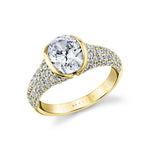 Shell Auranova Half Bezel Pave Engagement Ring with Shell Tip Silhouettes - Nyx