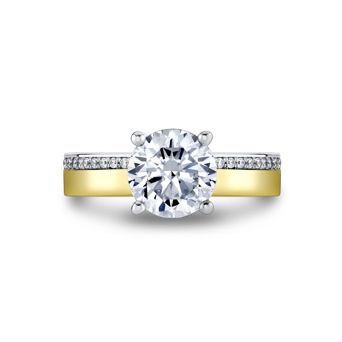 Auravie Flush Set Diamond Two Tone Engagement Ring - Oriana