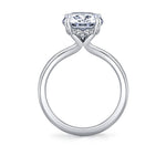 Round Cut Solitaire Shell Tip Hidden Halo Engagement Ring - Elia