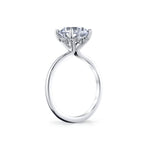 Round Cut Solitaire Shell Tip Hidden Halo Engagement Ring - Elia