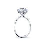 Round Cut Solitaire Shell Tip Hidden Halo Engagement Ring - Elia