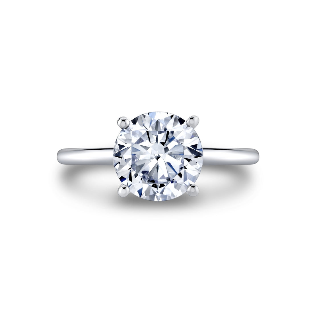 Round Cut Solitaire Shell Tip Hidden Halo Engagement Ring - Elia