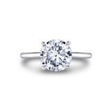 Round Cut Solitaire Shell Tip Hidden Halo Engagement Ring - Elia