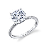 Round Cut Classic Shell Tip Hidden Halo Engagement Ring - Renna