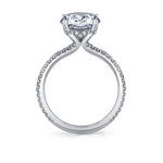 Round Cut Classic Shell Tip Hidden Halo Engagement Ring - Renna