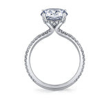 Round Cut Classic Shell Tip Hidden Halo Engagement Ring - Renna