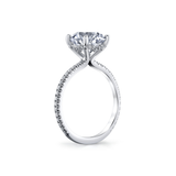 Round Cut Classic Shell Tip Hidden Halo Engagement Ring - Renna