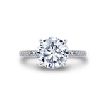 Round Cut Classic Shell Tip Hidden Halo Engagement Ring - Renna