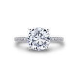 Round Cut Classic Shell Tip Hidden Halo Engagement Ring - Renna