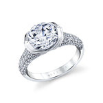 Shell Auranova Shell Tip Cascade Half Bezel Pave Engagement Ring - Tova