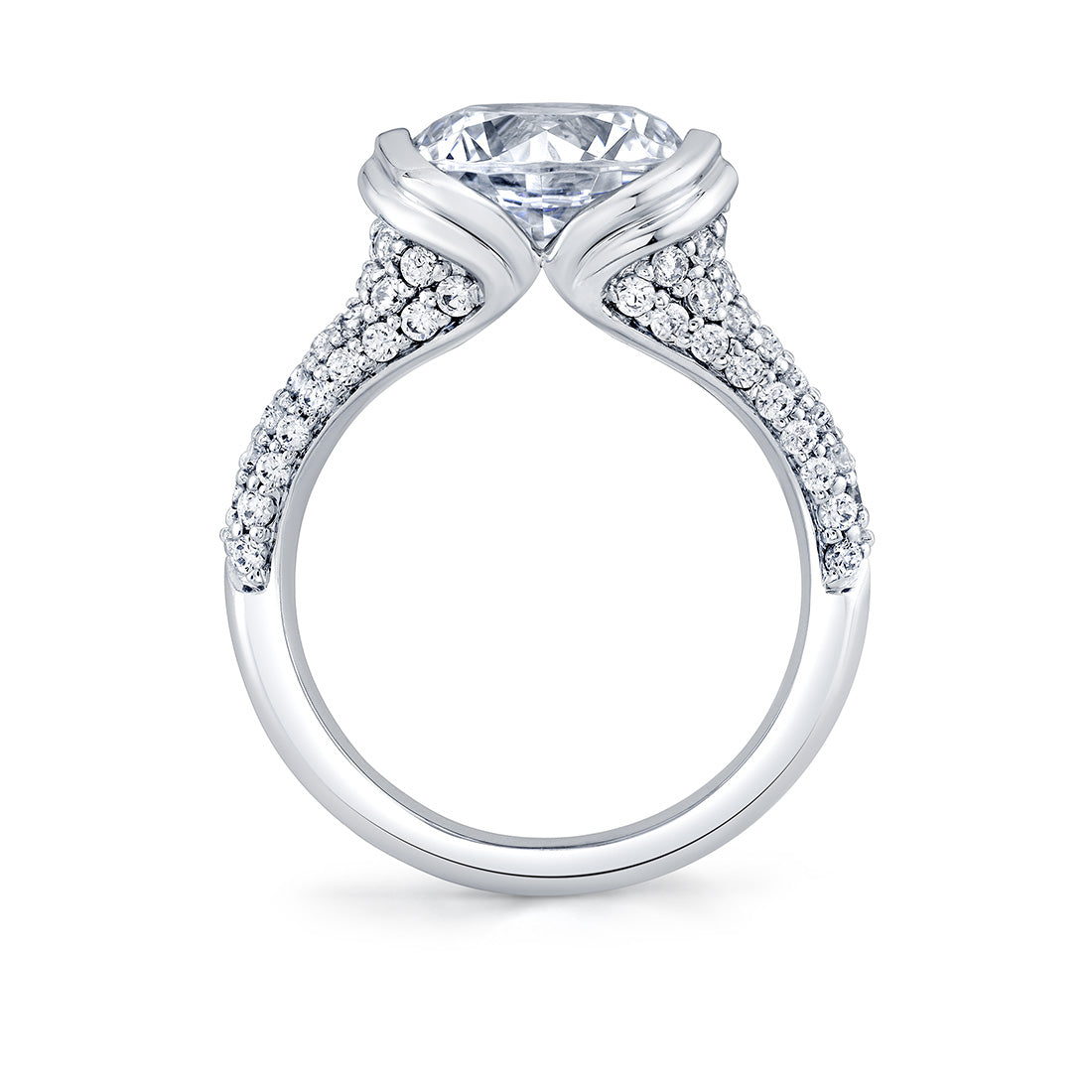 Shell Auranova Shell Tip Cascade Half Bezel Pave Engagement Ring - Tova