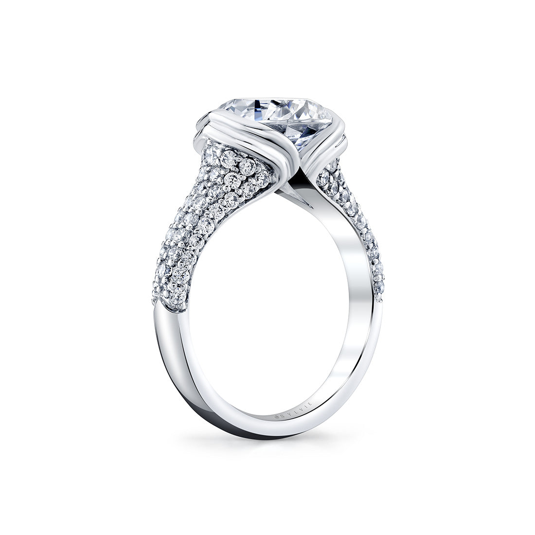 Shell Auranova Shell Tip Cascade Half Bezel Pave Engagement Ring - Tova