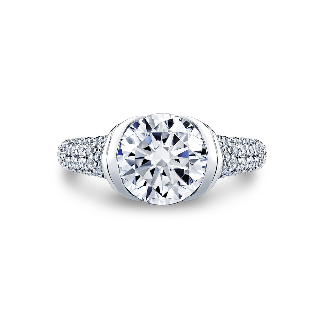 Shell Auranova Shell Tip Cascade Half Bezel Pave Engagement Ring - Tova