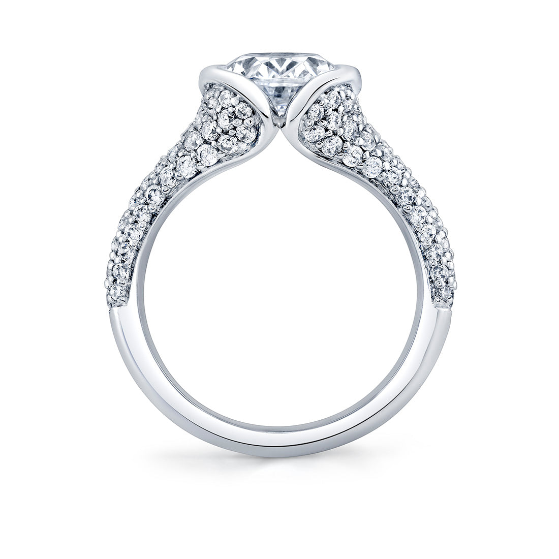 Shell Auranova Half Bezel Pave Engagement Ring - Ryah