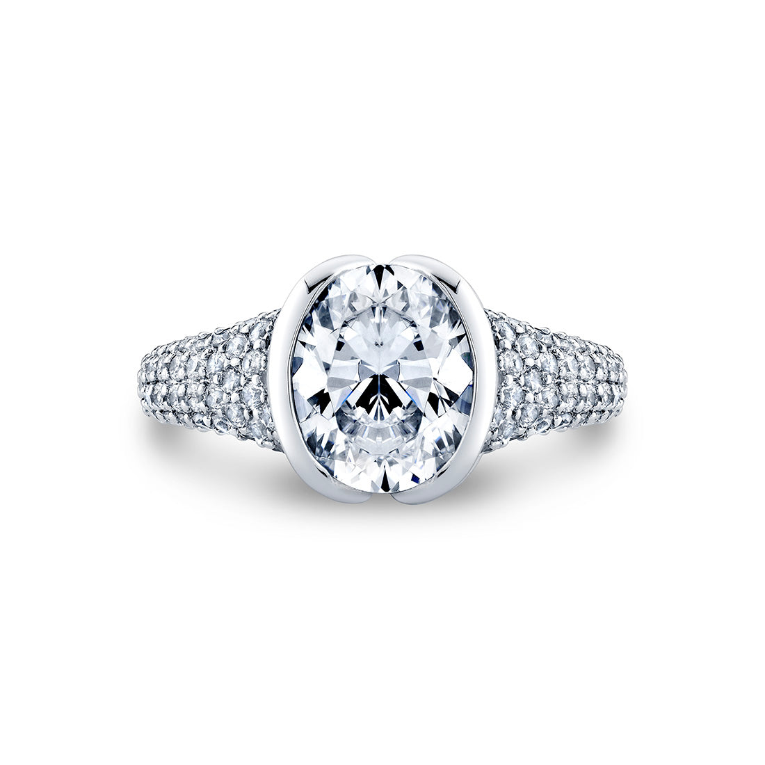 Shell Auranova Half Bezel Pave Engagement Ring - Ryah