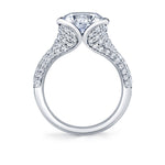 Shell Auranova Half Bezel Pave Engagement Ring with Shell Tip Silhouettes - Gwyneth