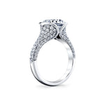 Shell Auranova Half Bezel Pave Engagement Ring with Shell Tip Silhouettes - Gwyneth