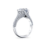 Shell Auranova Half Bezel Pave Engagement Ring with Shell Tip Silhouettes - Gwyneth
