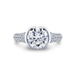 Shell Auranova Half Bezel Pave Engagement Ring with Shell Tip Silhouettes - Gwyneth