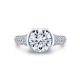 Shell Auranova Half Bezel Pave Engagement Ring with Shell Tip Silhouettes - Gwyneth