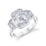 Emerald Cut Bezel Baguette Engagement Ring - Sylvie