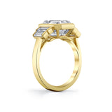 Emerald Cut Bezel Baguette Engagement Ring - Sylvie