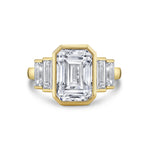 Emerald Cut Bezel Baguette Engagement Ring - Sylvie