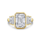 Emerald Cut Bezel Baguette Engagement Ring - Sylvie