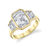 Emerald Cut Bezel Baguette Engagement Ring - Sylvie