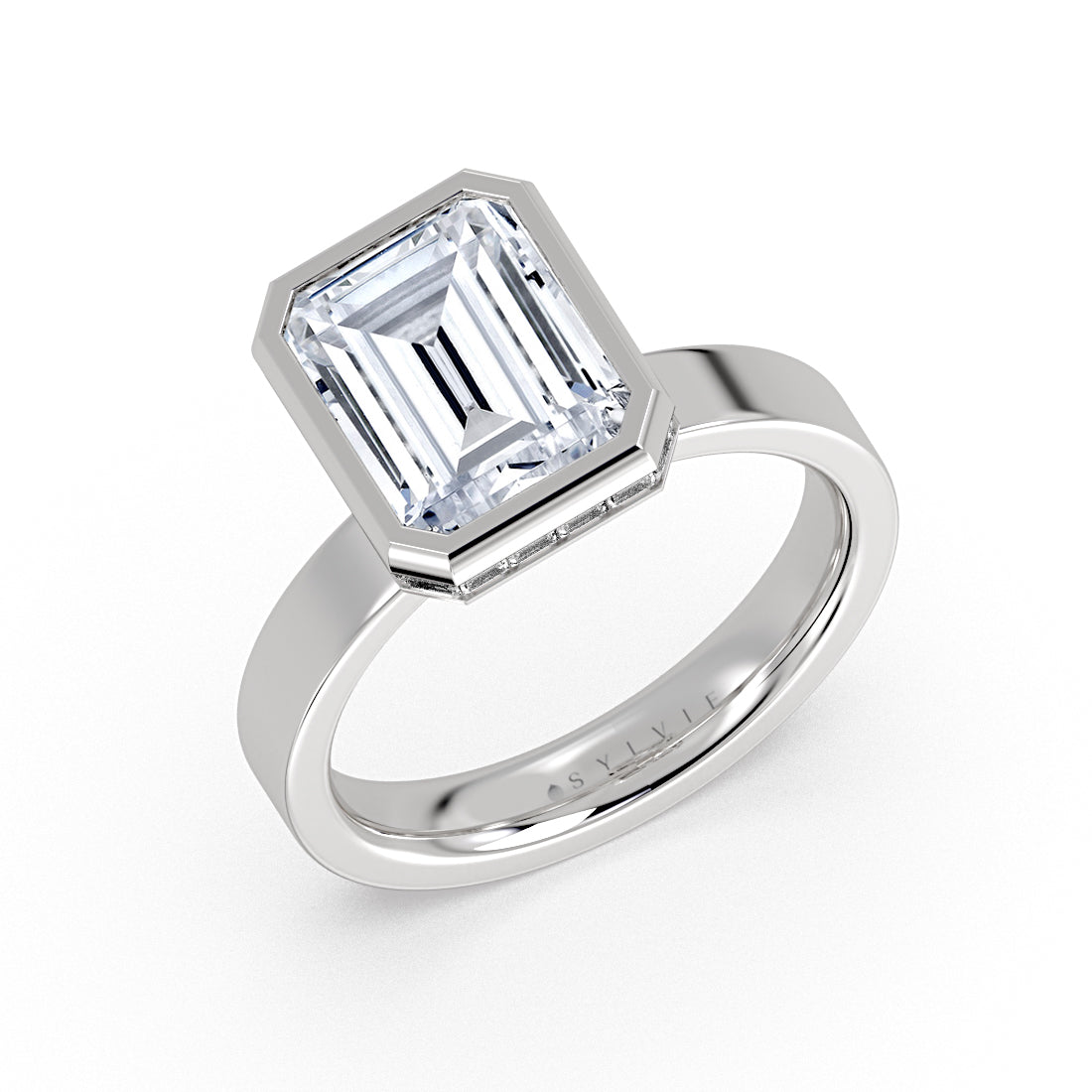 Auravie Channel Baguette Hidden Halo Engagement Ring - Margeaux