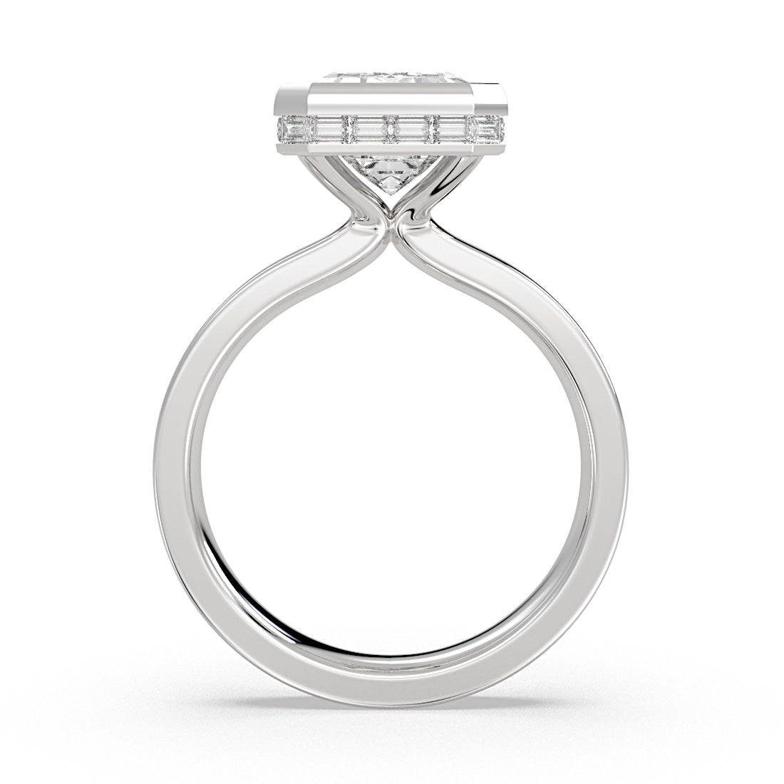 Auravie Channel Baguette Hidden Halo Engagement Ring - Margeaux