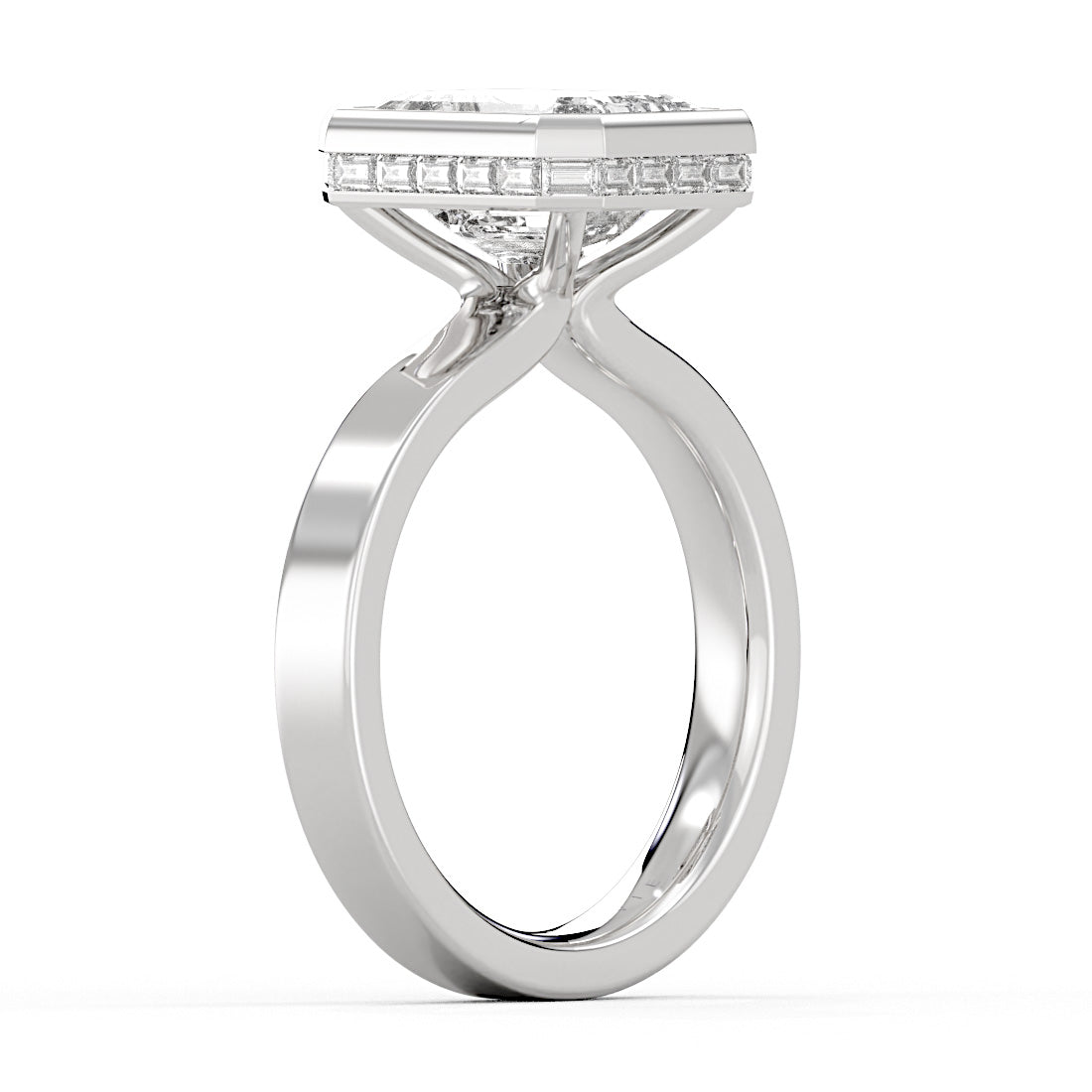 Auravie Channel Baguette Hidden Halo Engagement Ring - Margeaux