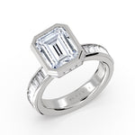 Encore Emerald Cut Bezel Engagement Ring with Channel Set Baguettes - Simone