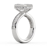 Encore Emerald Cut Bezel Engagement Ring with Channel Set Baguettes - Simone