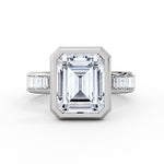 Encore Emerald Cut Bezel Engagement Ring with Channel Set Baguettes - Simone