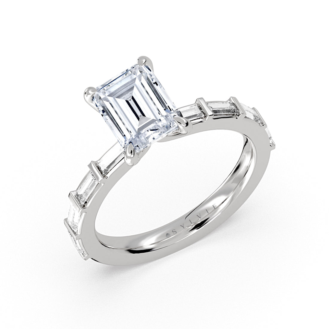 Auravie Bezel Baguette Engagement Ring - Rayna