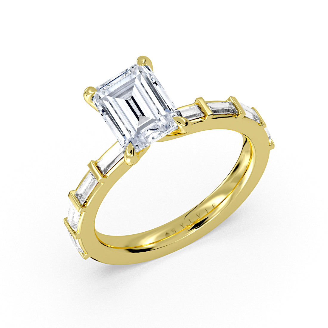 Auravie Bezel Baguette Engagement Ring - Rayna