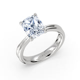 Cushion Cut Tapered Double Band Solitaire Engagement Ring - Calia
