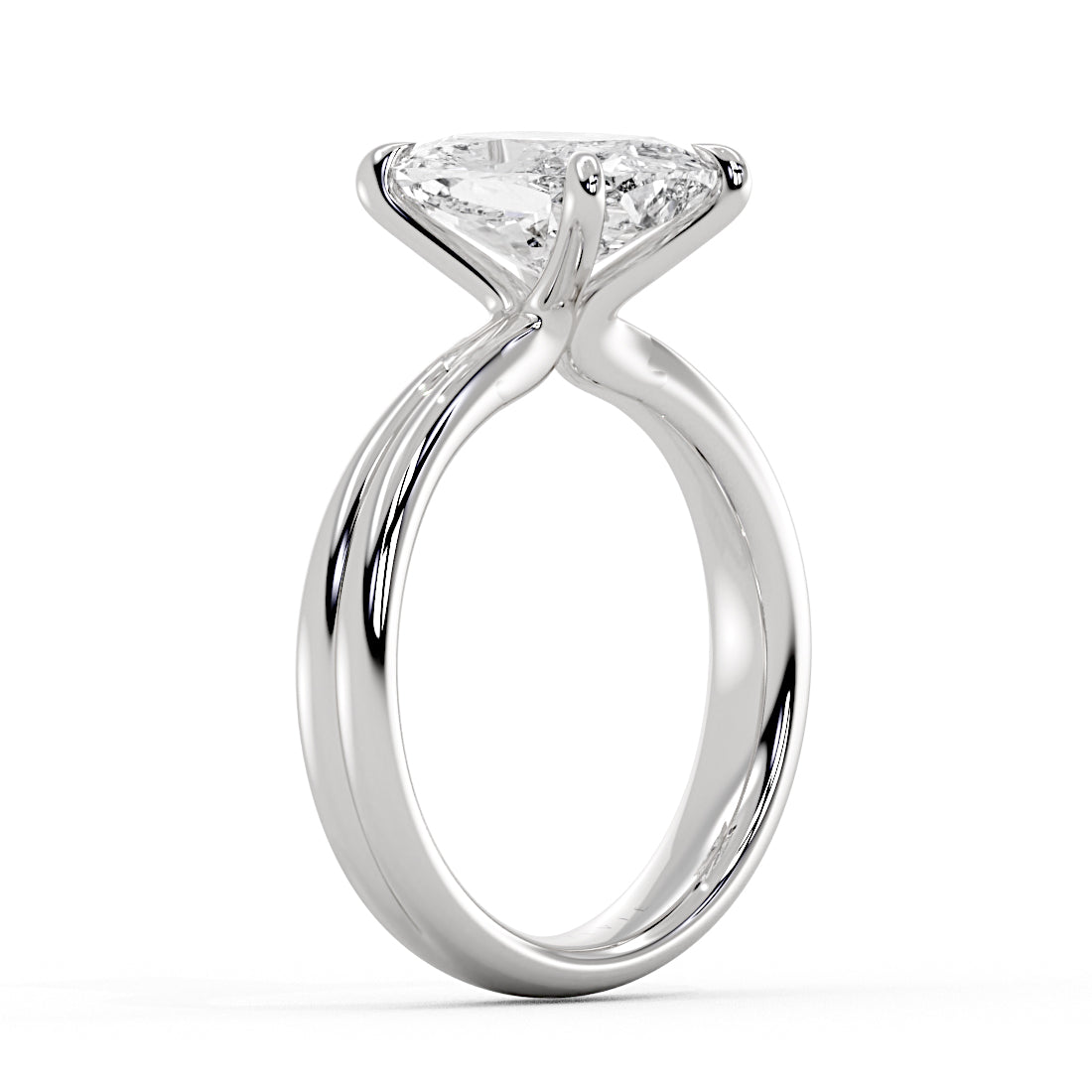Cushion Cut Tapered Double Band Solitaire Engagement Ring - Calia