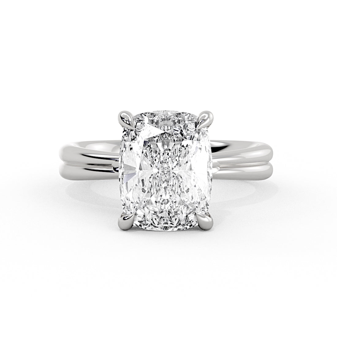 Cushion Cut Tapered Double Band Solitaire Engagement Ring - Calia