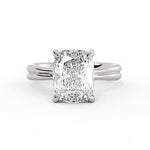 Cushion Cut Tapered Double Band Solitaire Engagement Ring - Calia