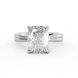 Cushion Cut Tapered Double Band Solitaire Engagement Ring - Calia