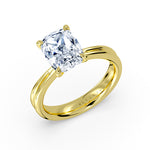 Cushion Cut Tapered Double Band Solitaire Engagement Ring - Calia