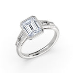 Emerald Cut Bezel Tapered Baguette Engagement Ring - Lula