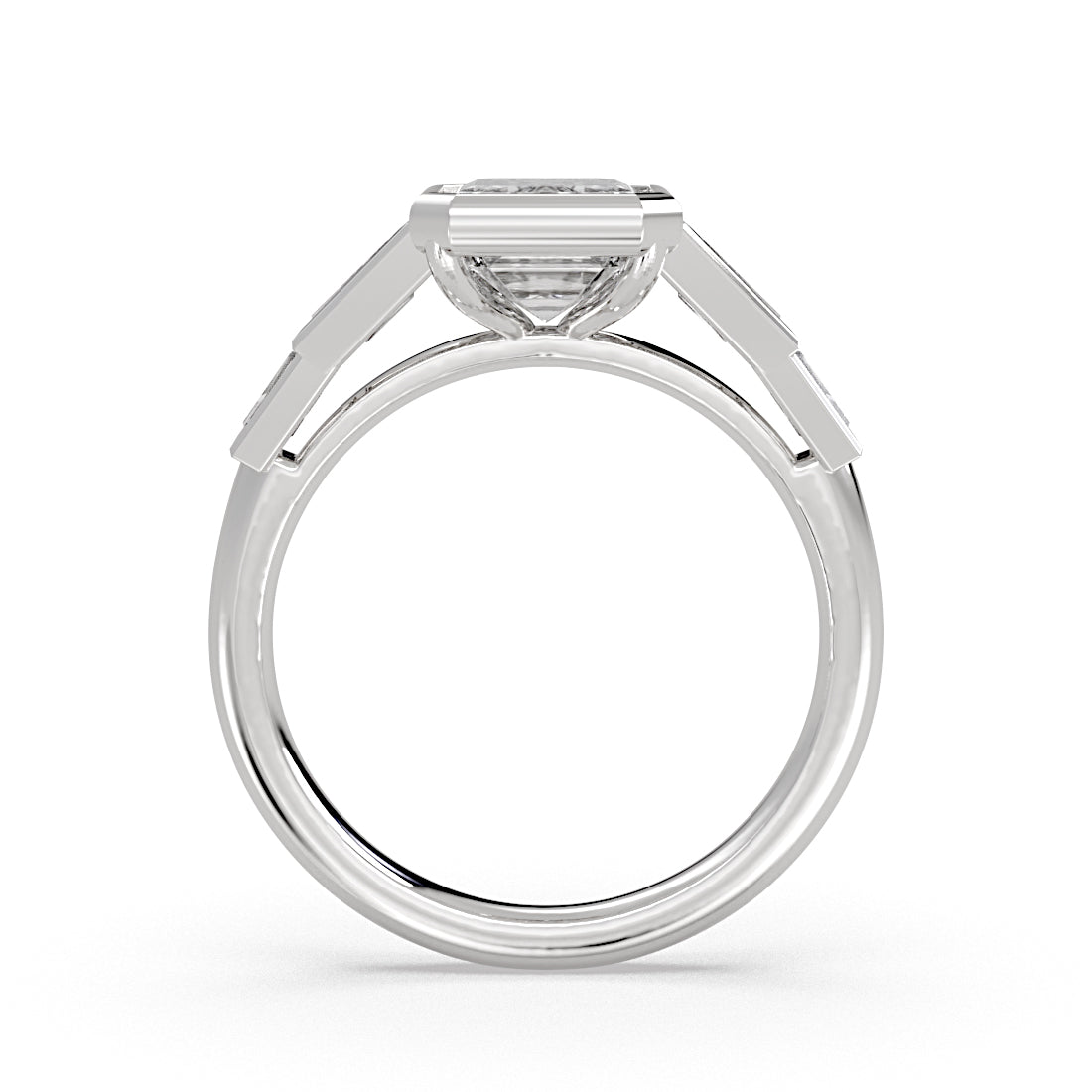 Emerald Cut Bezel Tapered Baguette Engagement Ring - Lula