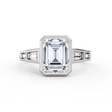 Emerald Cut Bezel Tapered Baguette Engagement Ring - Lula