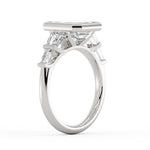 Emerald Cut Bezel Engagement Ring with Bar Set East to West Baguettes - Briella